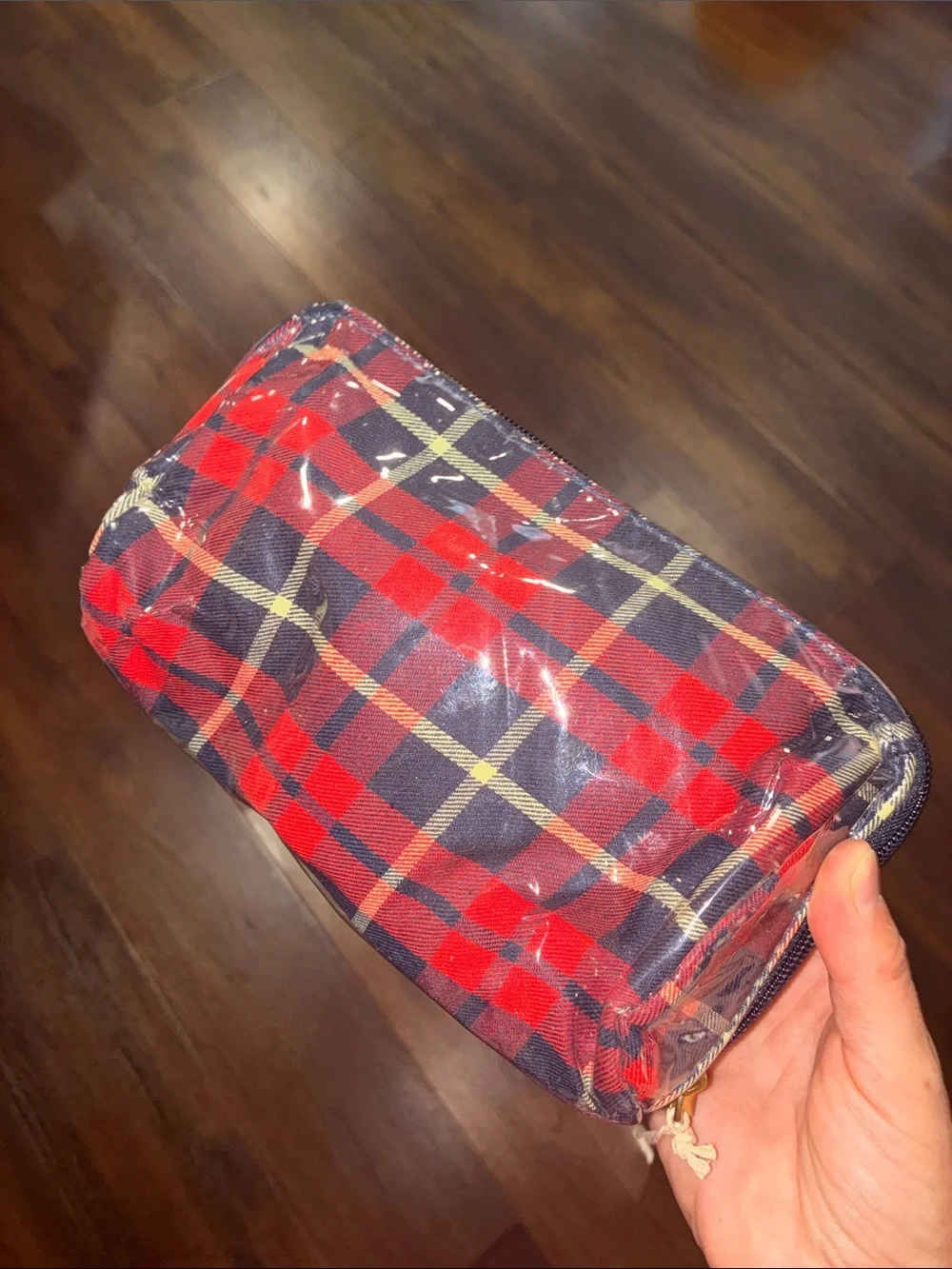 NEW KESTREL TARTAN HOLIDAY Plaid Zip Cosmetic MAKEUP Bag Red